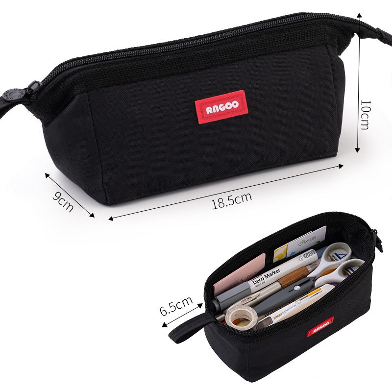 Angoo Canvas Pencil Case Stationery Organizer – Holds 40+ Pens Black