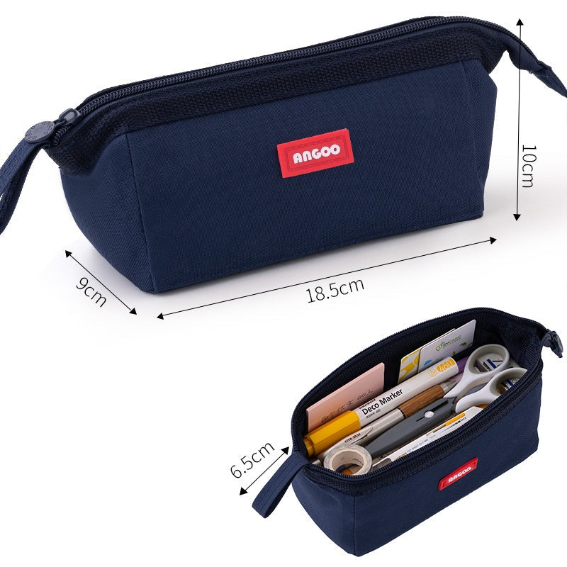 Angoo Canvas Pencil Case Stationery Organizer – Holds 40+ Pens Navy