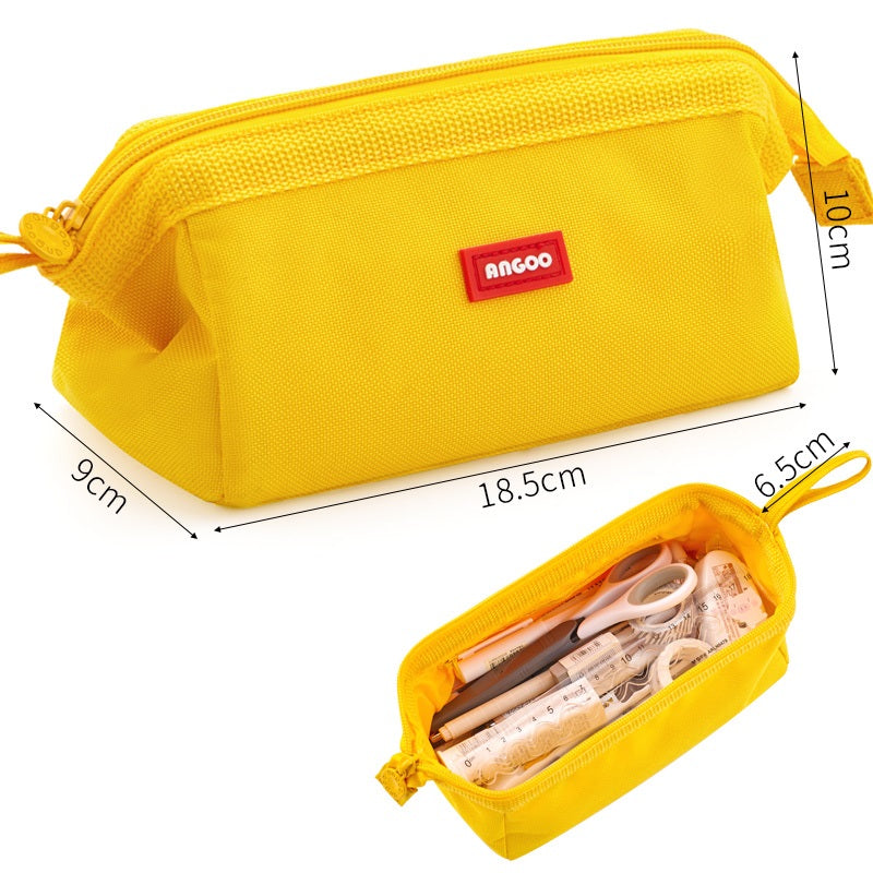 Angoo Canvas Pencil Case Stationery Organizer – Holds 40+ Pens Yellow