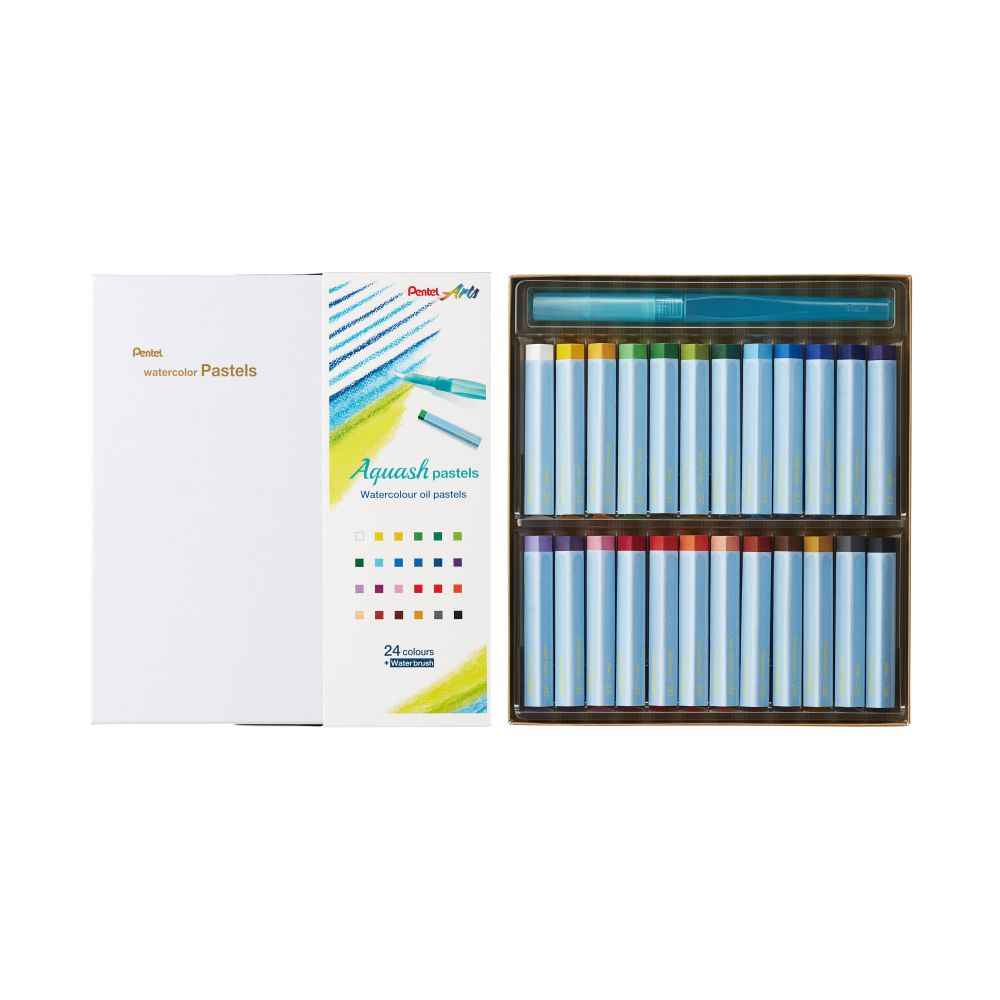 Pentel Watercolor Oil Pastels 12/24 Colors Water Brush Art Set 24 Color