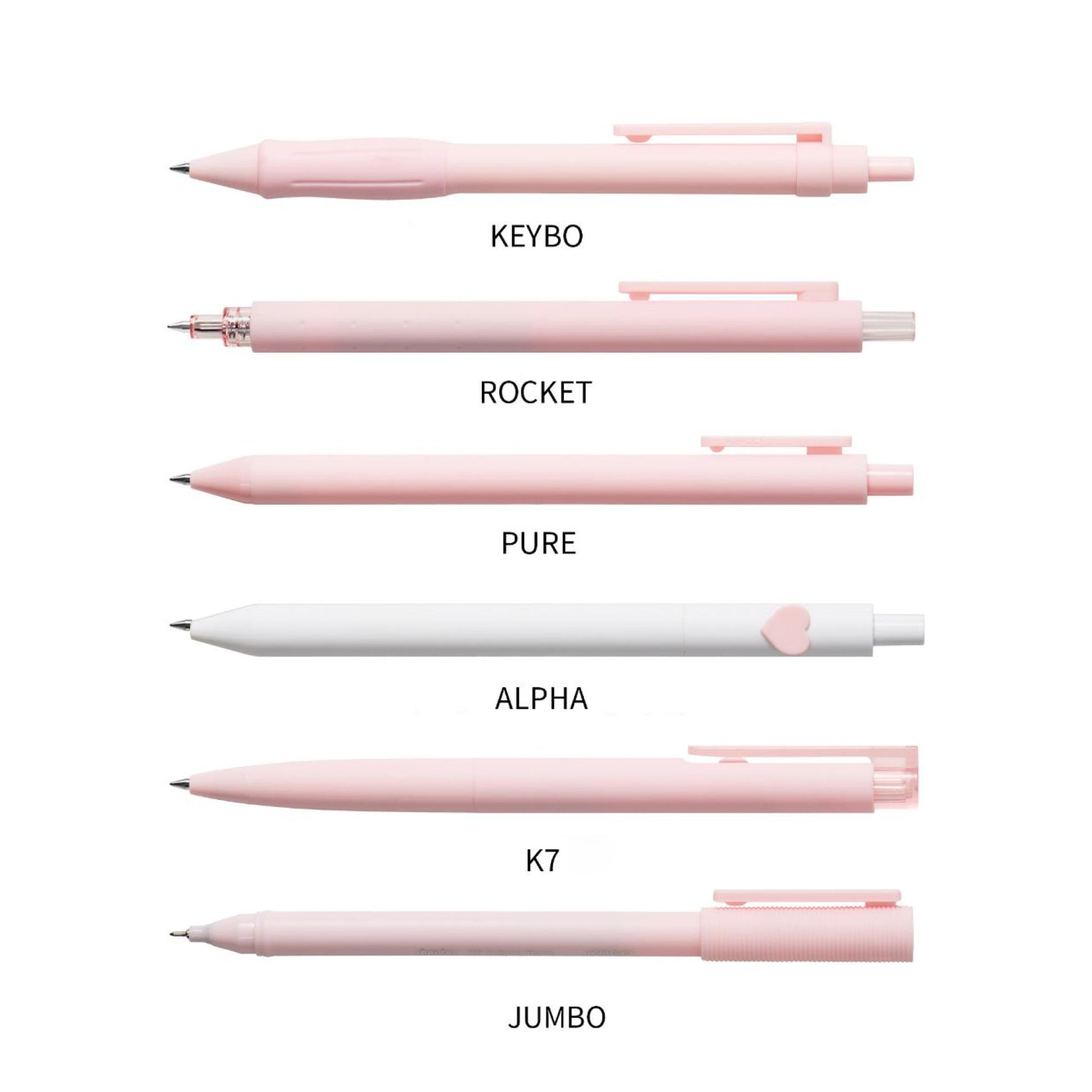 KACO Right Choice Gel Pen 0.5mm Black Ink 6 Pink Set