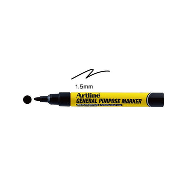 Artline EKPR-GPM General Purpose Permanent Markers, 4-Pack Black