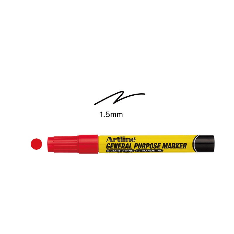 Artline EKPR-GPM General Purpose Permanent Markers, 4-Pack Red
