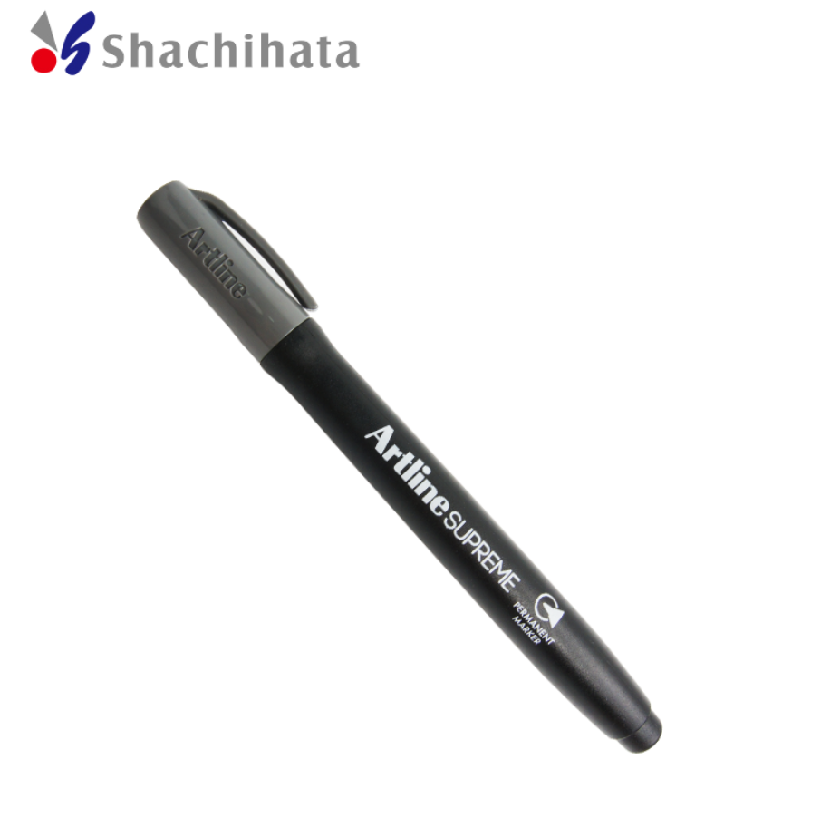 Artline SUPREME PERMANENT MARKER 1.0MM Bullet Nib 4 Pack Grey