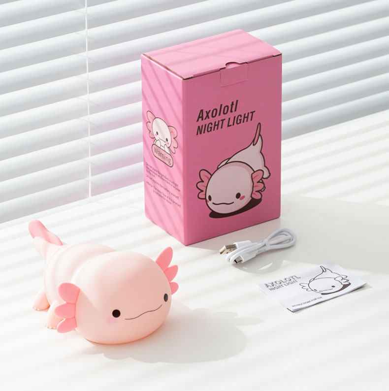 Pink Axolotl Silicone LED Night Light for Kids