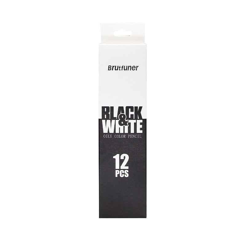 BRUTFUNER 12Pcs Black & White Oily Color Sketch Drawing Pencils