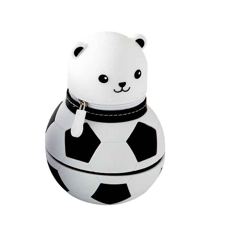 Cute Cartoon Bear Soccer Ball Silicone Pen Holder White
