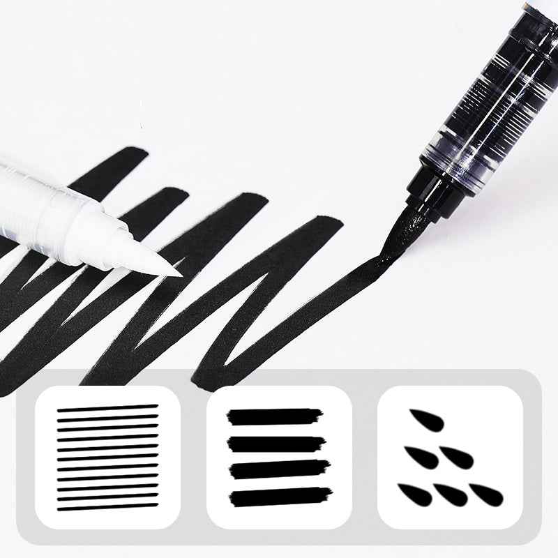 Black & White Brush Tip Acrylic Paint Marker Pen Set, 6 Pack