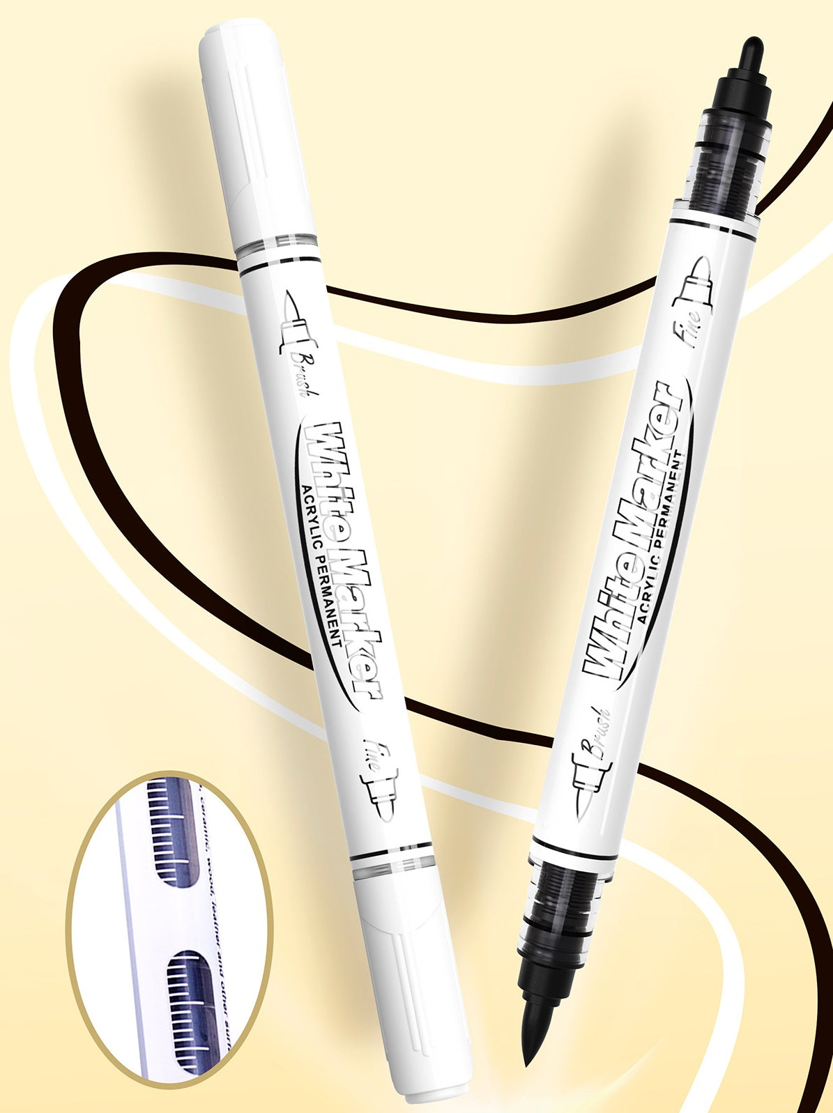 12 Pack Black White Brush and Fine Dual-Tip Acrylic Paint Markers