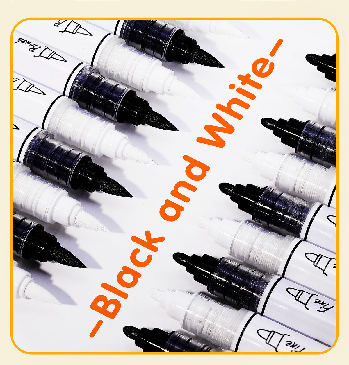 12 Pack Black White Brush and Fine Dual-Tip Acrylic Paint Markers