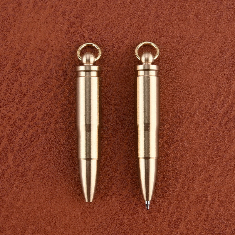 Brass Bullet Pen – Keychain Mini Ballpoint Pen, Portable Pocket Pen