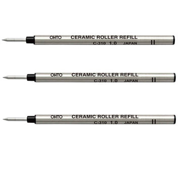 OHTO Ceramic Roller Pen Refills C-310,Black Ink,1.0mm,3-Pack