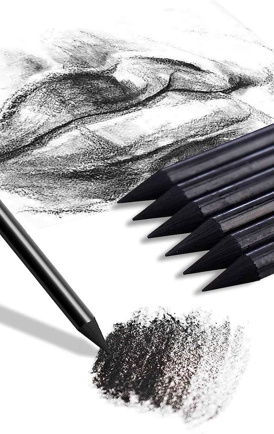 Marie's 24pcs Non-Wood Whole-Lead Core Graphite Charcoal Sticks Pencils