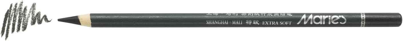Marie's 12 Artist Soft Black Paper Handle Charcoal Pencils for Drawing Sketching