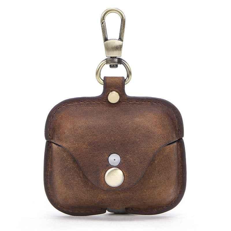 Retro Airpods Pro Charging Leather Case Coffee