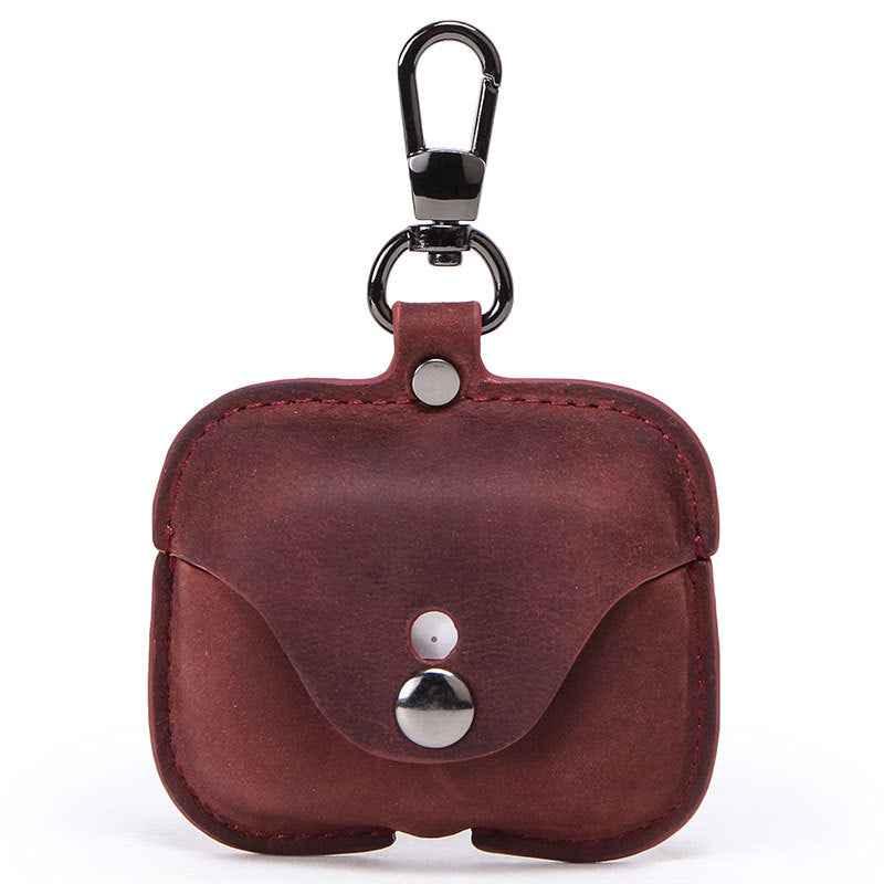 Retro Airpods Pro Charging Leather Case Red