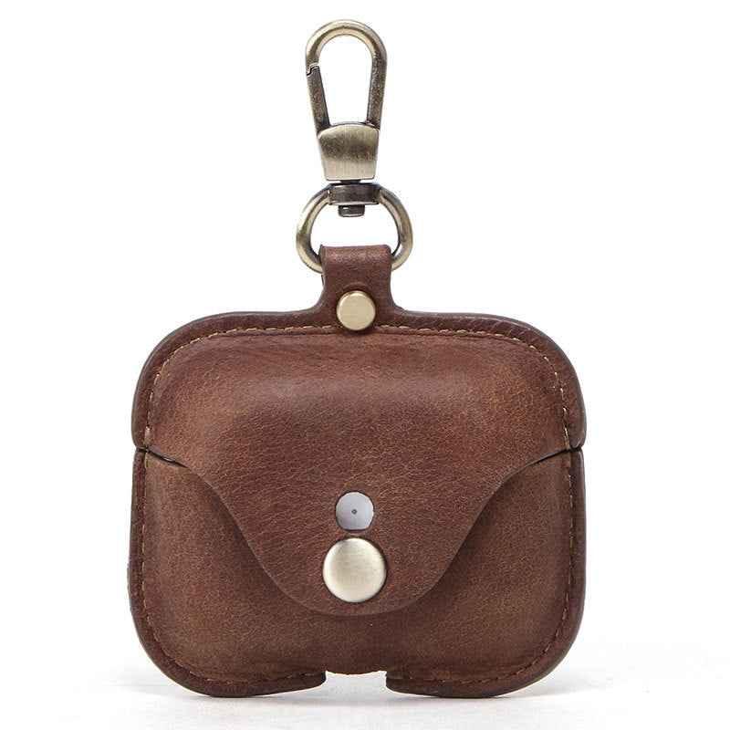Retro Airpods Pro Charging Leather Case Brown