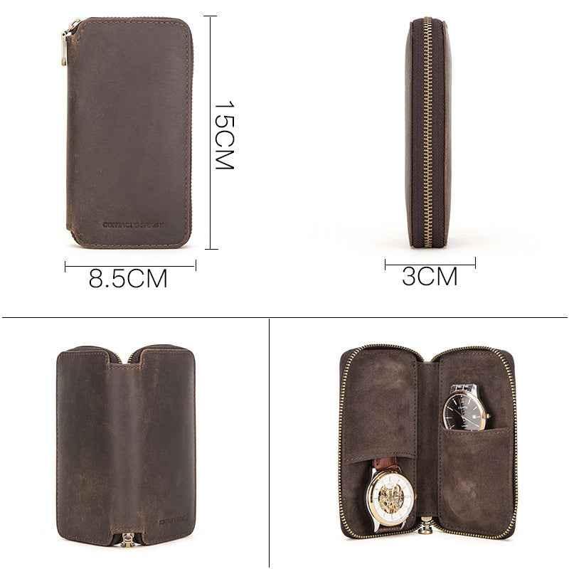 2 Pieces Leather Watch Bracelet Storage Bag Case