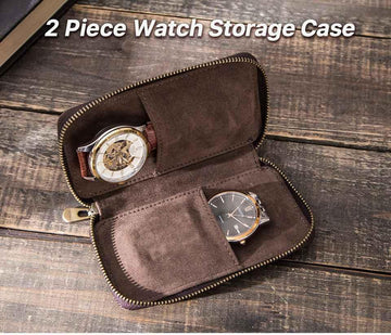 2 Pieces Leather Watch Bracelet Storage Bag Case