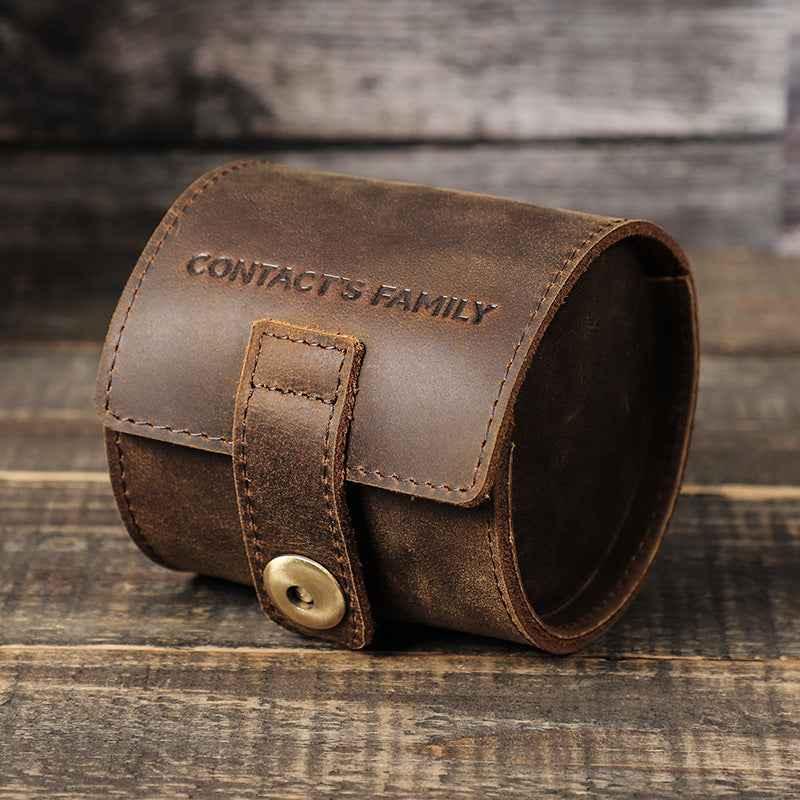 Leather Watch Roll Up Case Single