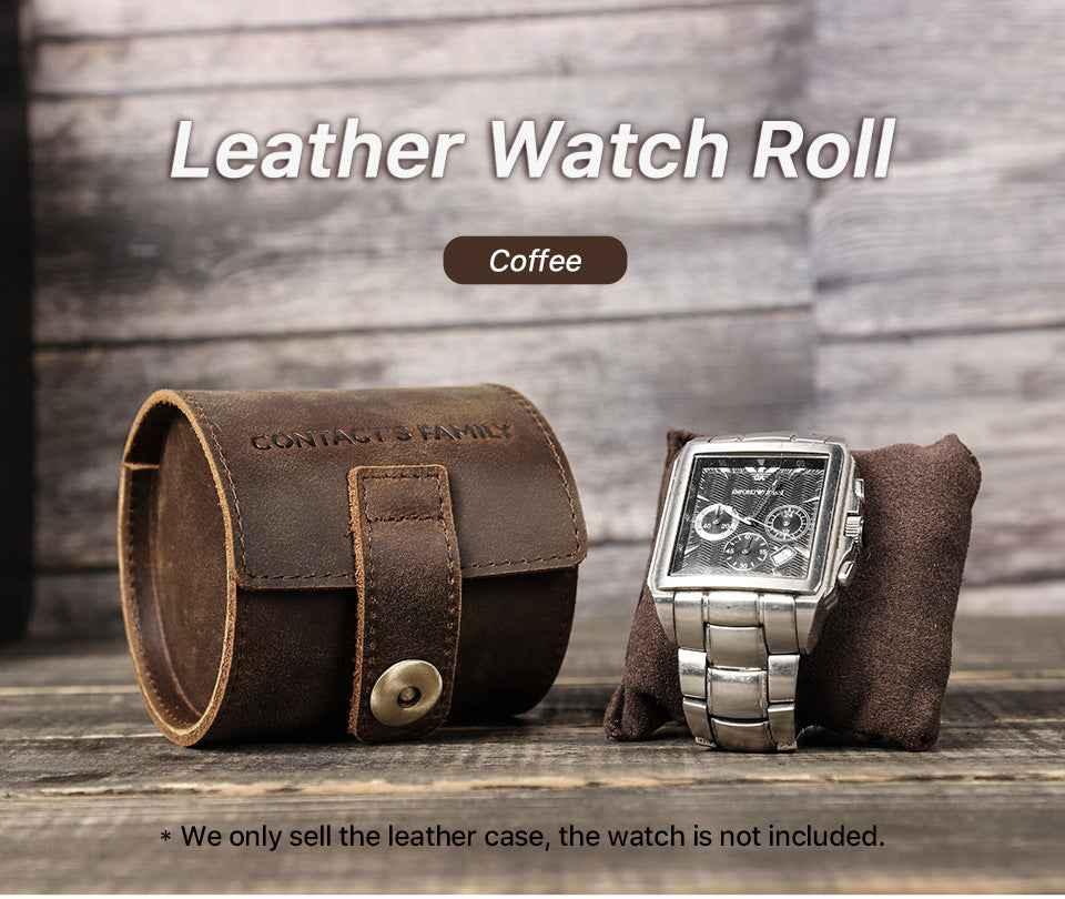Leather Watch Roll Up Case Single