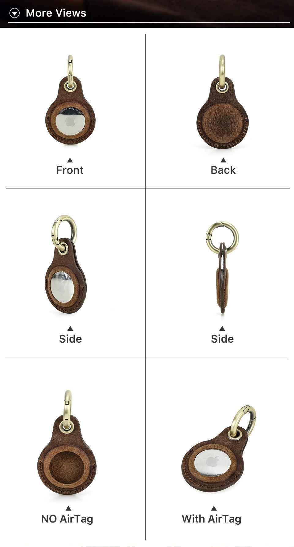 Leather Airtag Key Ring Protective Dog Collar Air Tag Case Holder