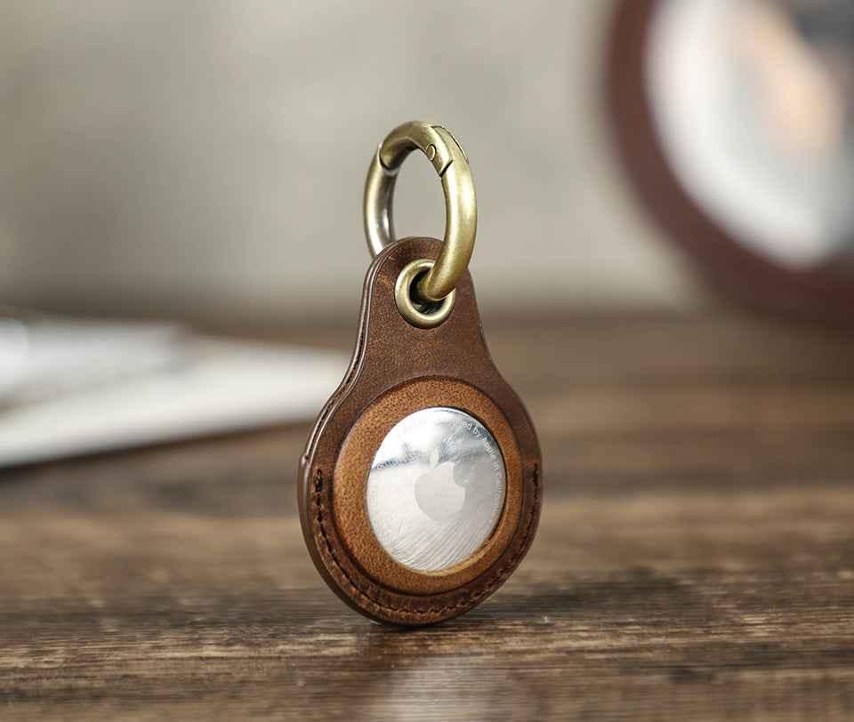 Leather Airtag Key Ring Protective Dog Collar Air Tag Case Holder