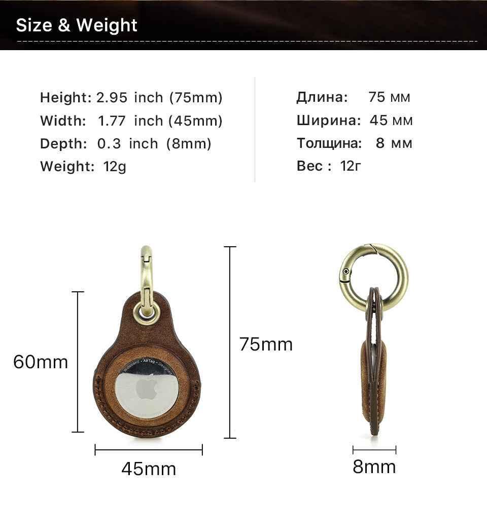 Leather Airtag Key Ring Protective Dog Collar Air Tag Case Holder