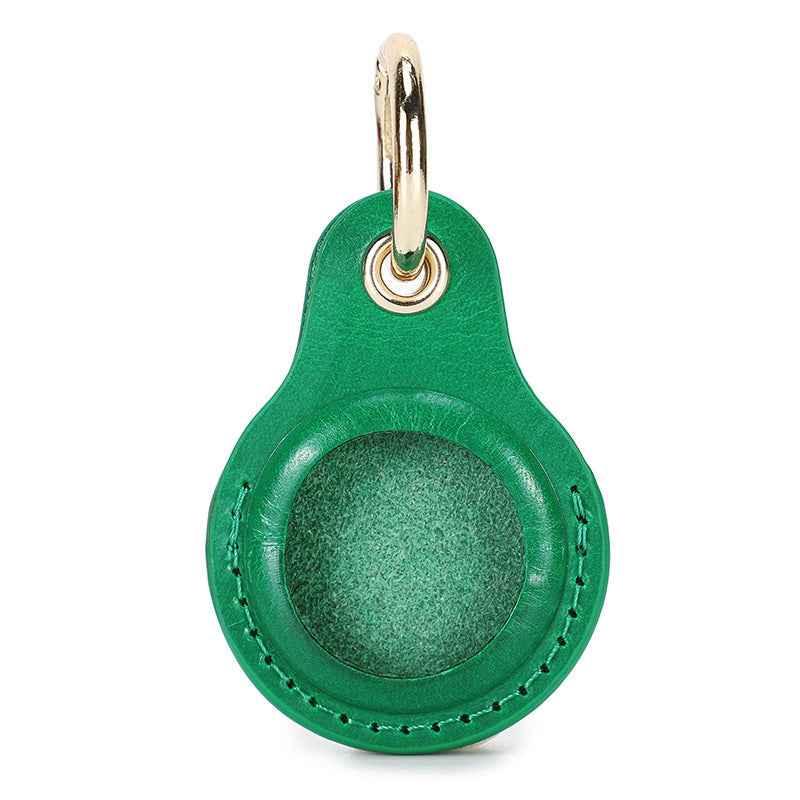 Leather Airtag Key Ring Protective Dog Collar Air Tag Case Holder Green