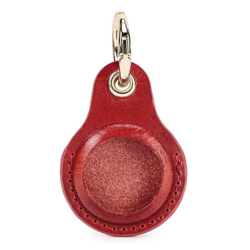 Leather Airtag Key Ring Protective Dog Collar Air Tag Case Holder Red