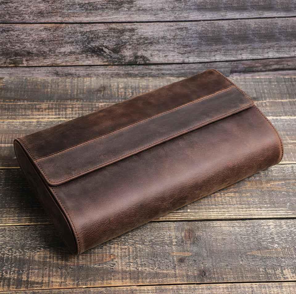 Leather 8 Watch Roll Storage Case for Travel Display