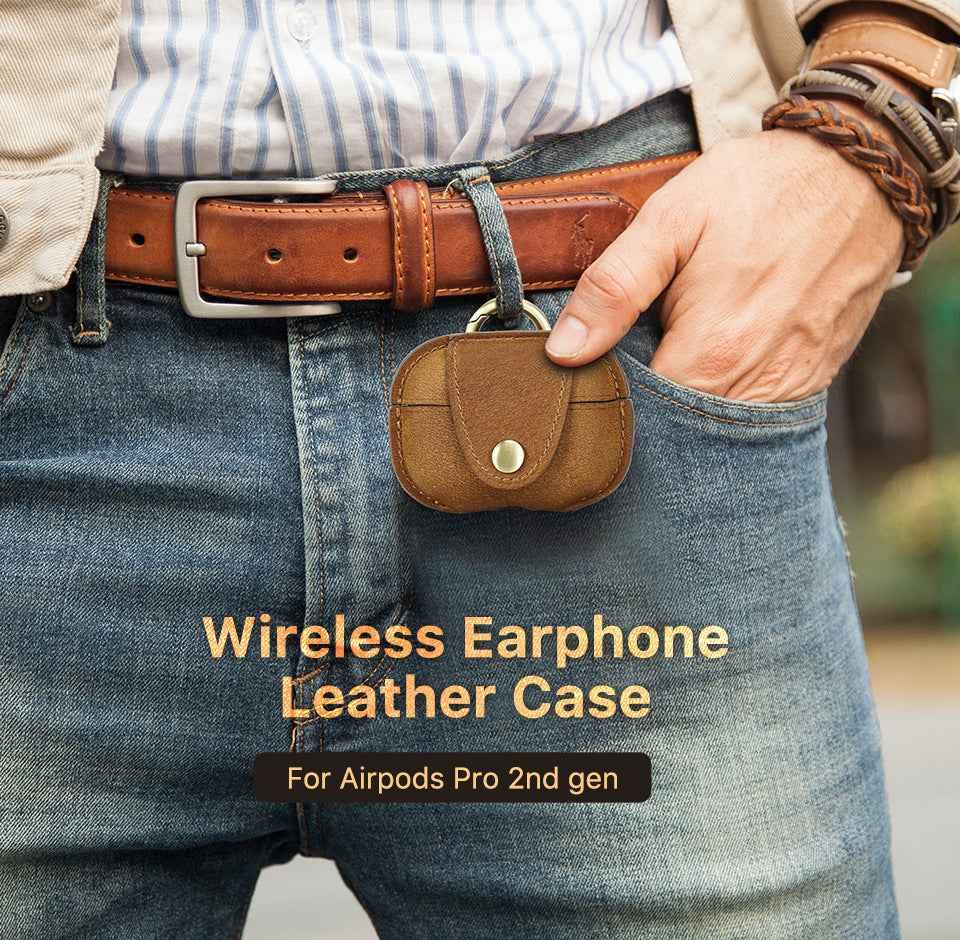 Airpods Pro Gen 2 Charging Leather Case Brown