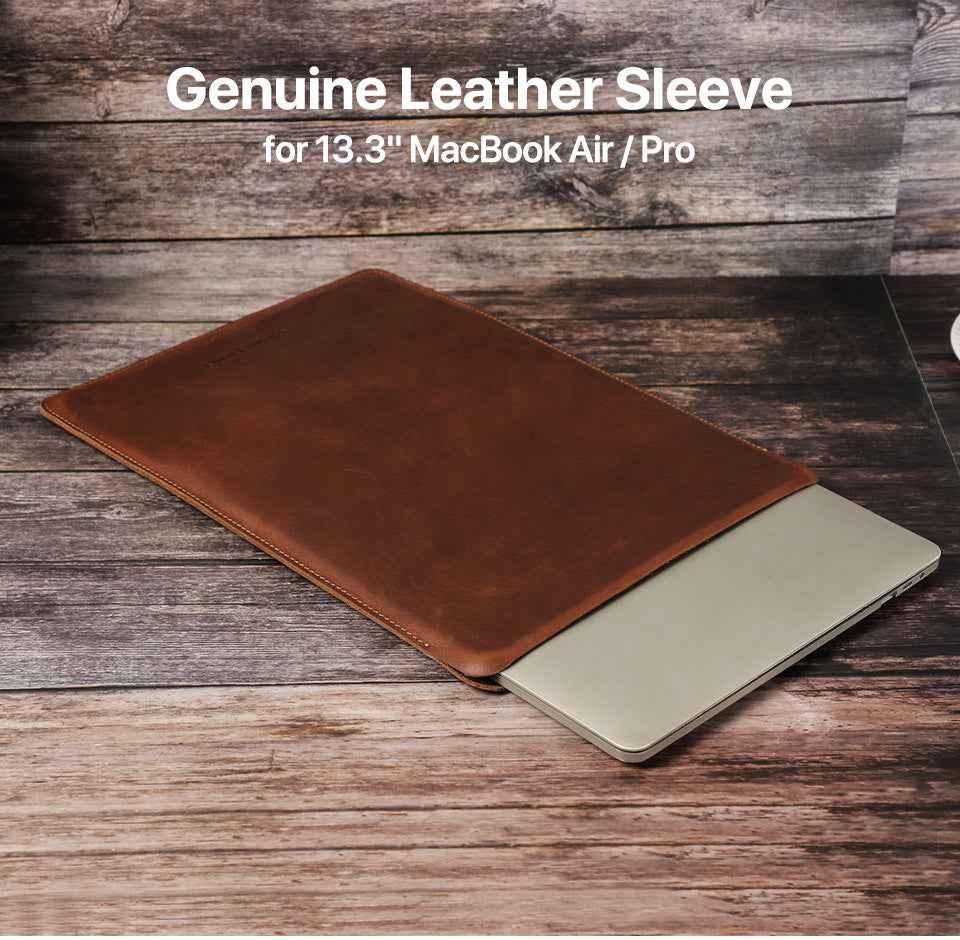 Genuine Leather Laptop Sleeve for MacBook Pro & Air 13 inch