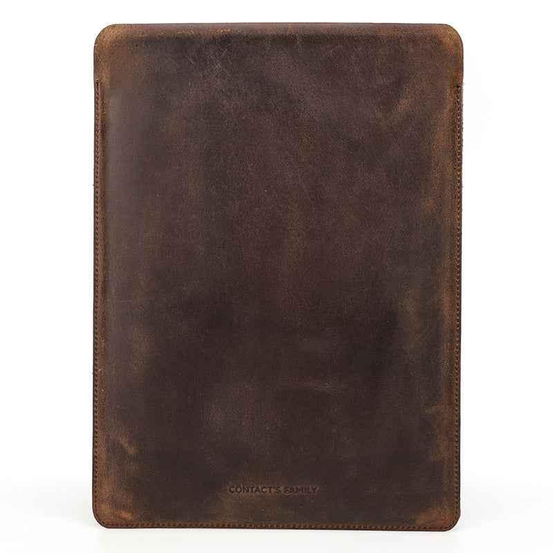 Genuine Leather Laptop Sleeve for MacBook Pro & Air 13 inch Vertical Coffee
