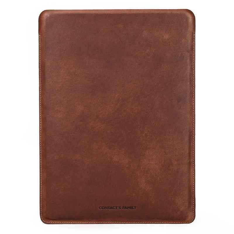 Genuine Leather Laptop Sleeve for MacBook Pro & Air 13 inch Vertical Brown