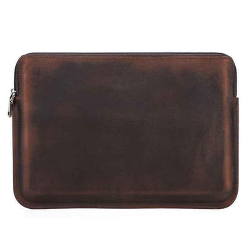Leather Slim Laptop Sleeve Case 13.3 inch with 2 Zip Pocket Coffee