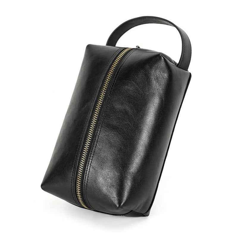 Leather Electronic Accessories Organizer Storage Bag Case Black