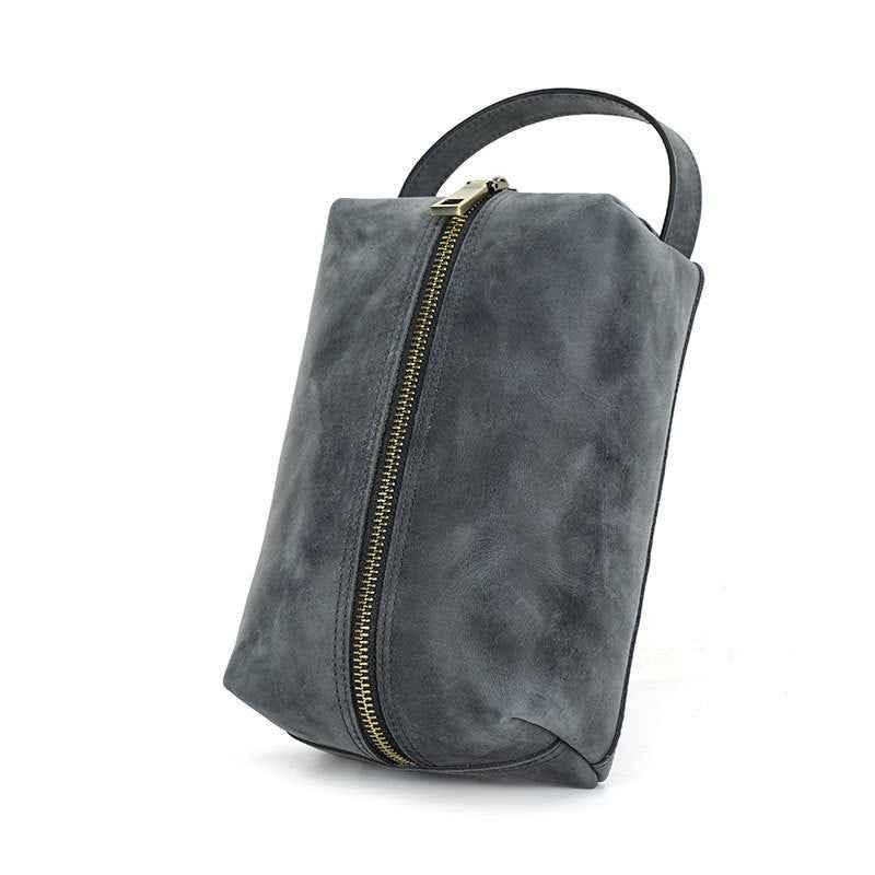 Leather Electronic Accessories Organizer Storage Bag Case Blue