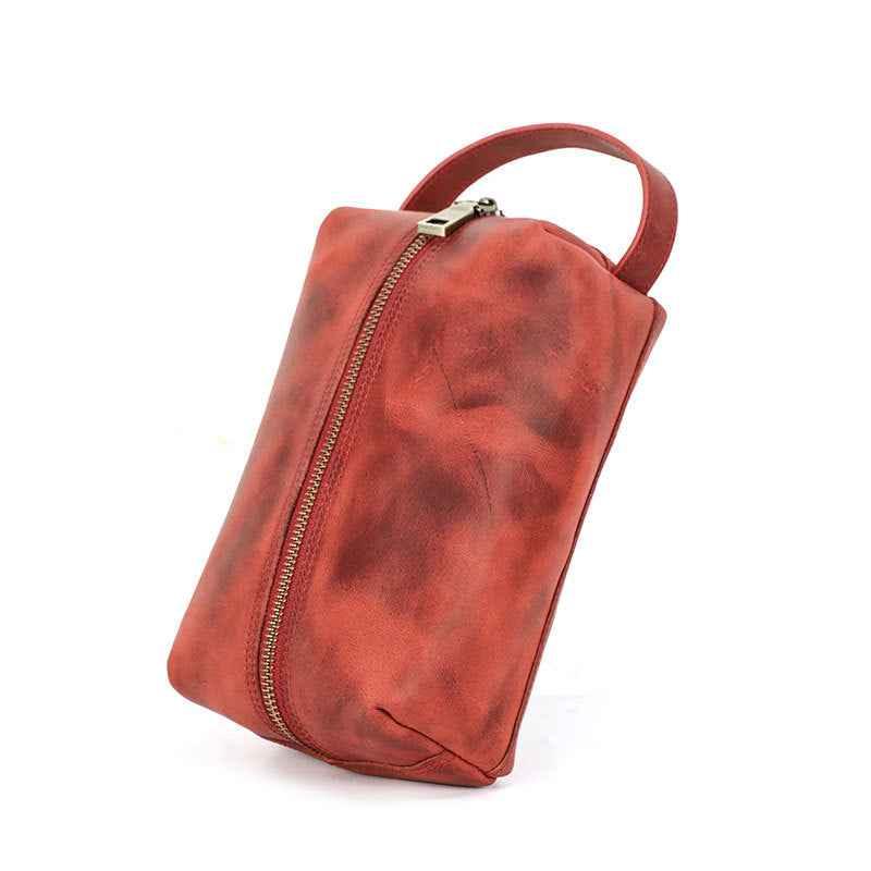 Leather Electronic Accessories Organizer Storage Bag Case Red