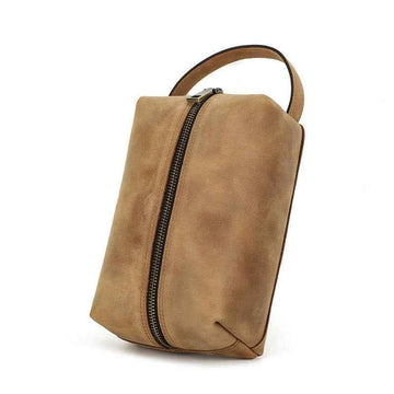 Leather Electronic Accessories Organizer Storage Bag Case Khaki