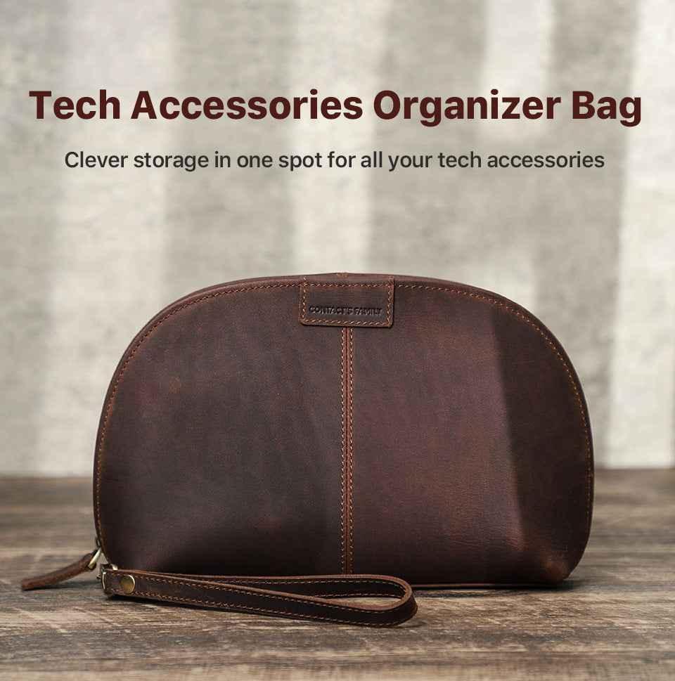 Leather Electronic Organizer Bag Tech Kit Storage Case