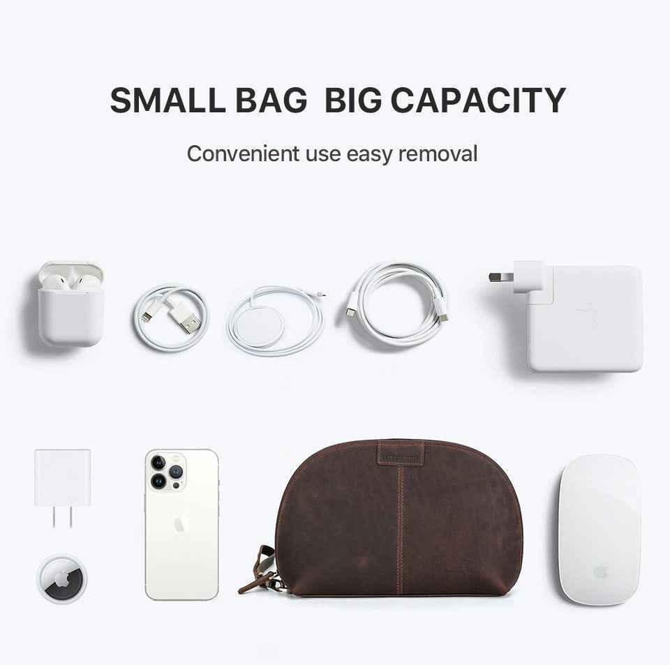 Leather Electronic Organizer Bag Tech Kit Storage Case