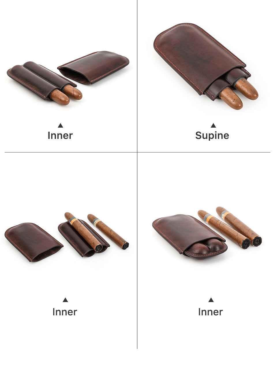 Leather Cigar Case Travel Humidor for 2 Cigars