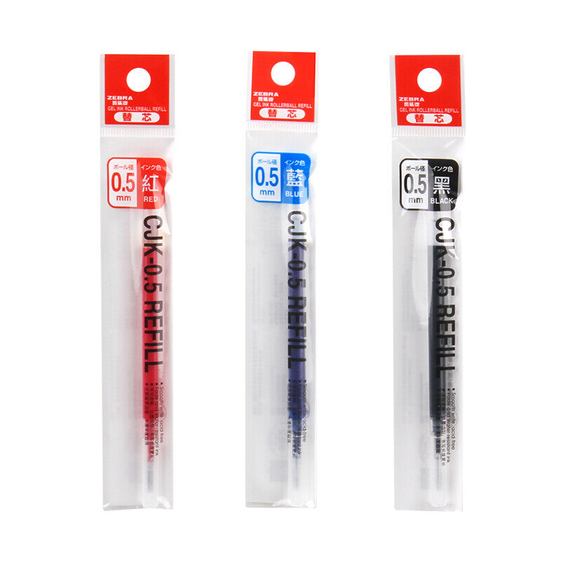 Zebra CJK-0.5 Gel Pen Refill 10-Pack – 0.5mm Japan | Black / Red Ink | Compatible with Zebra Sarasa Clip C-JJ6 & JJ15