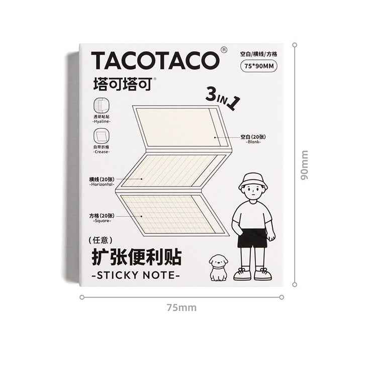 TACOTACO Expandable Sticky Notes 3-in-1 Foldable 2 Pack