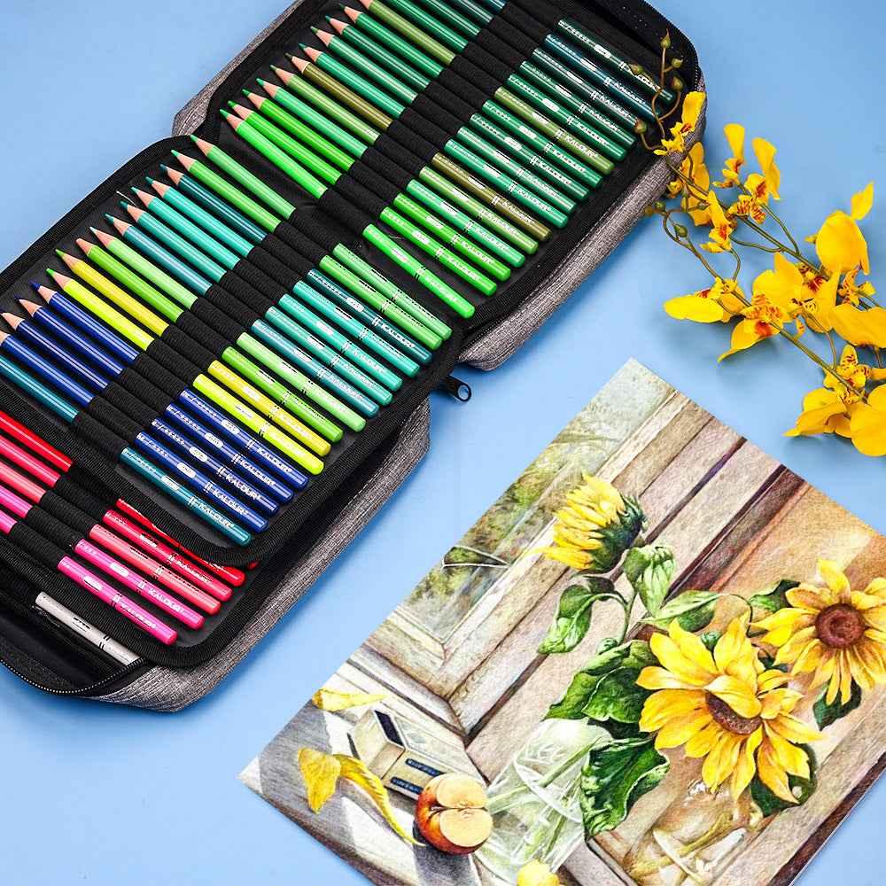 KALOUR 132 Colored Pencils Set with Portable Zipper Travel Case