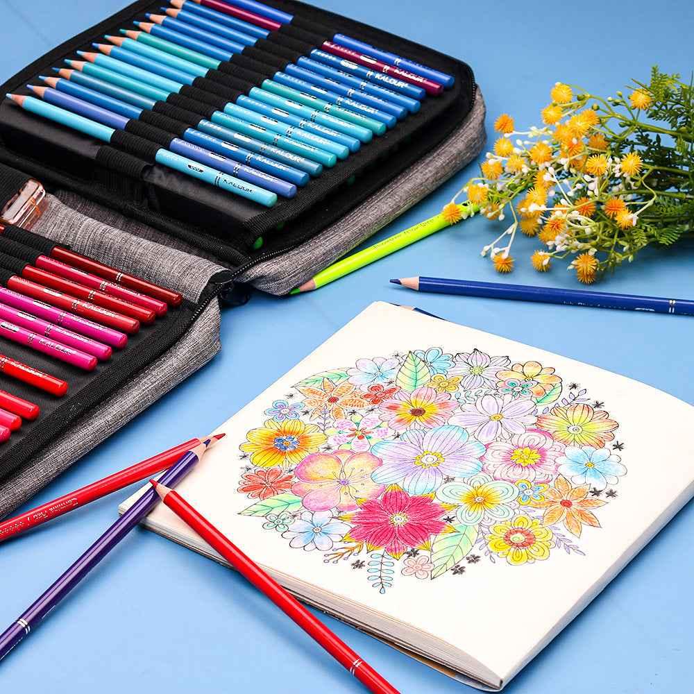 KALOUR 132 Colored Pencils Set with Portable Zipper Travel Case