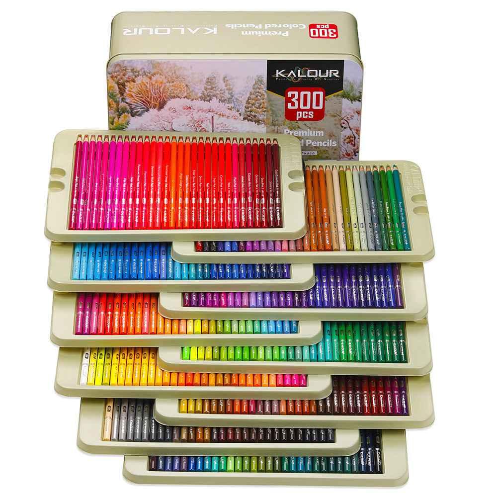 KALOUR 300 Colors Professional Colored Pencils Set Tin Box