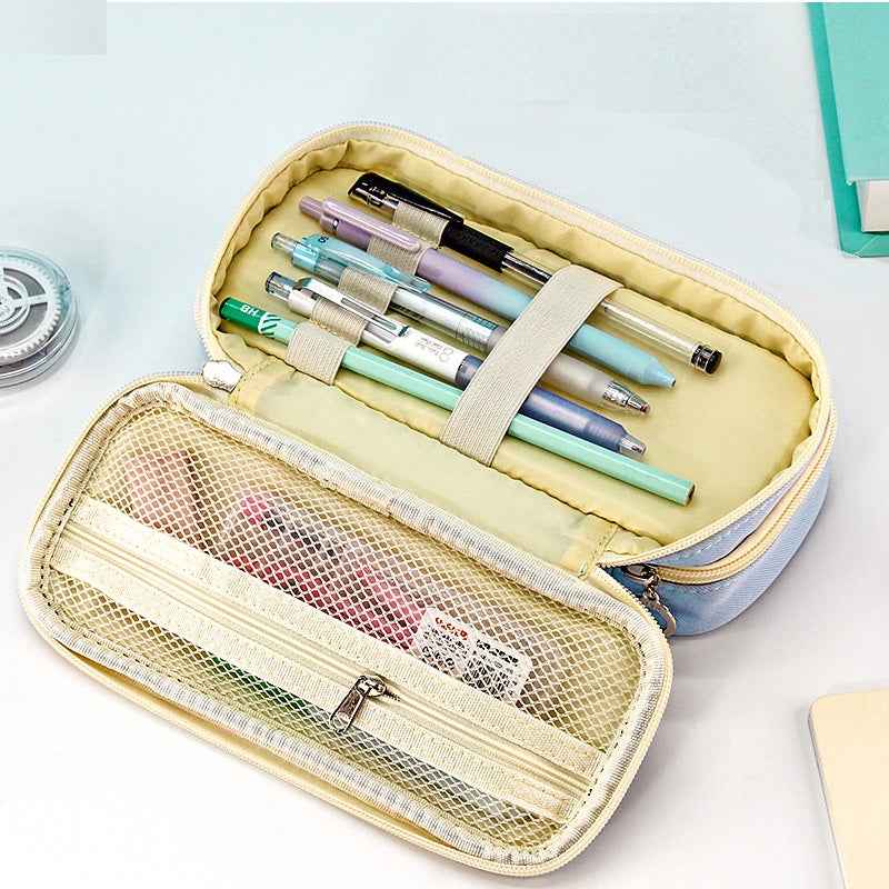 Canvas Minimalist 3-Layer Large Capacity Pencil Case