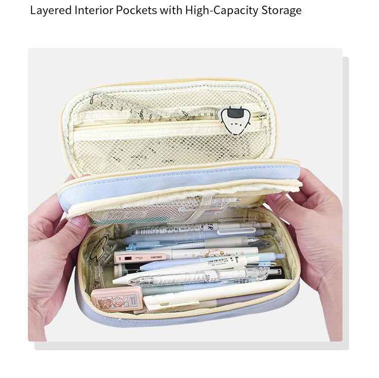 Canvas Minimalist 3-Layer Large Capacity Pencil Case